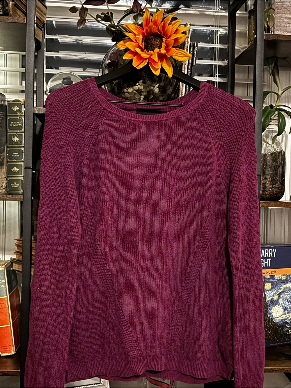 attention Women's Scoop Crewneck Sweater - Wine Plum